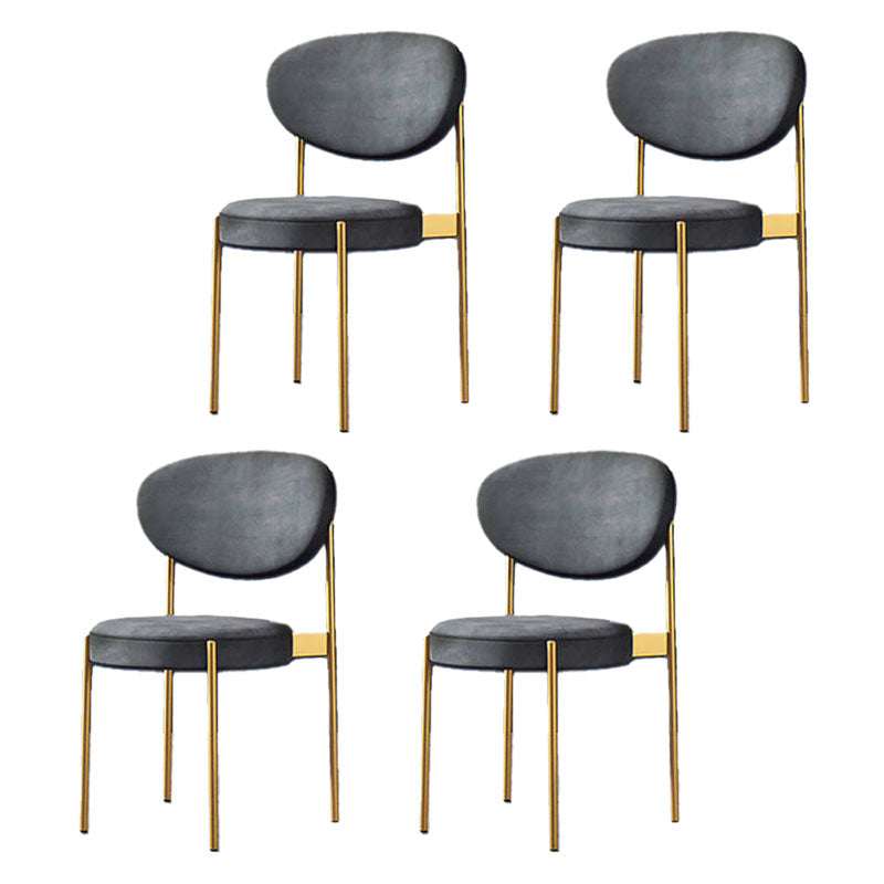 Modern Style Metal Chair Open Back Dining Side Chair with Upholstered Dark Gray 4 Piece Set Clearhalo 'Dining Chairs' 'Dining Tables & Seating' 'dining_chair' 'furn' 'furn_dining_chair' 'Furniture' 'furniture_dining_chair' 'Kitchen & Dining Furniture' 4819248