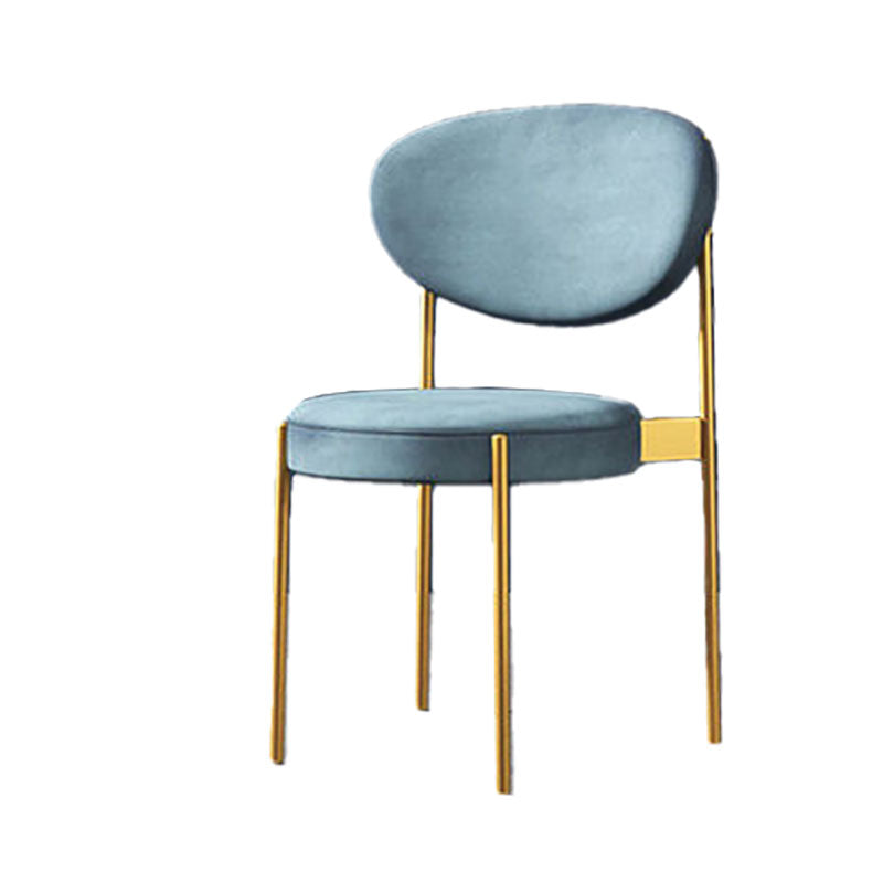 Modern Style Metal Chair Open Back Dining Side Chair with Upholstered Light Blue 1 Piece Clearhalo 'Dining Chairs' 'Dining Tables & Seating' 'dining_chair' 'furn' 'furn_dining_chair' 'Furniture' 'furniture_dining_chair' 'Kitchen & Dining Furniture' 4819249