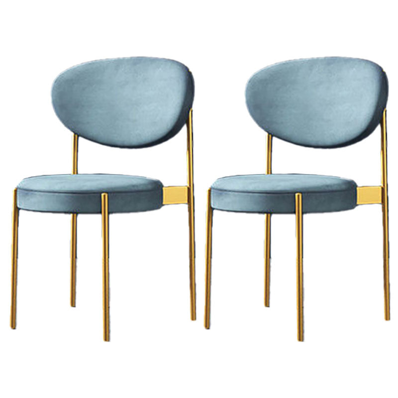 Modern Style Metal Chair Open Back Dining Side Chair with Upholstered Light Blue 2 Piece Set Clearhalo 'Dining Chairs' 'Dining Tables & Seating' 'dining_chair' 'furn' 'furn_dining_chair' 'Furniture' 'furniture_dining_chair' 'Kitchen & Dining Furniture' 4819250
