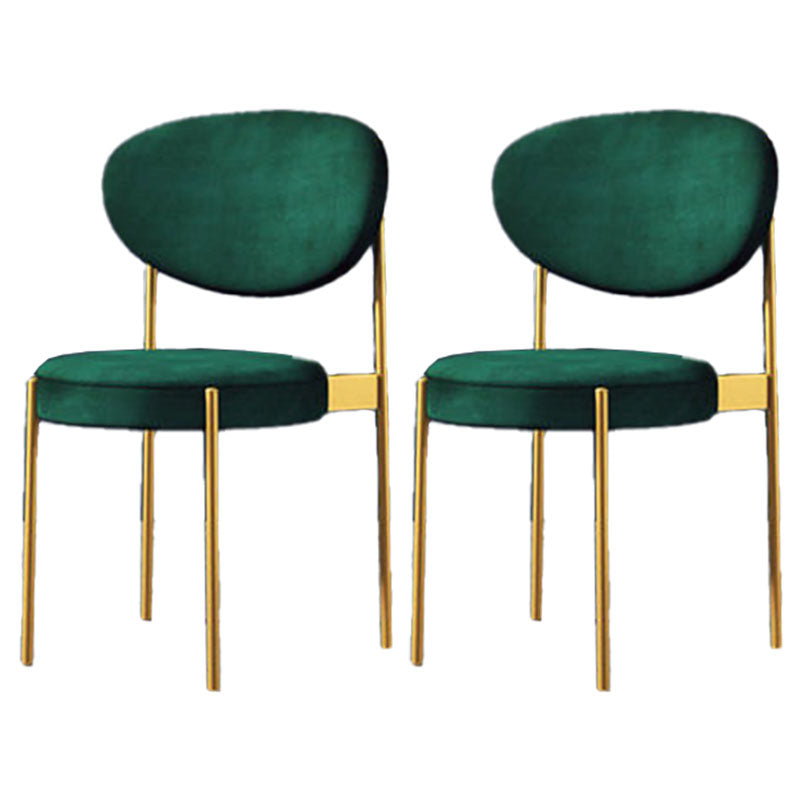Modern Style Metal Chair Open Back Dining Side Chair with Upholstered Dark Green 2 Piece Set Clearhalo 'Dining Chairs' 'Dining Tables & Seating' 'dining_chair' 'furn' 'furn_dining_chair' 'Furniture' 'furniture_dining_chair' 'Kitchen & Dining Furniture' 4819253