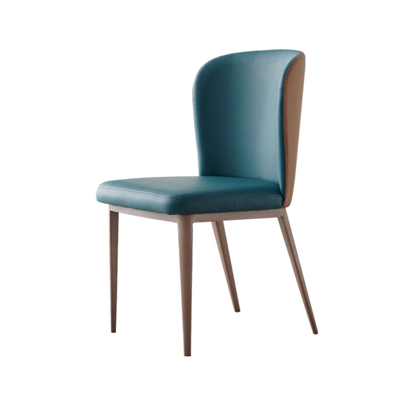 Contemporary Dining Side Chairs Wingback Side Chair with Stainless Steel Legs Blue 1 Piece Clearhalo 'Dining Chairs' 'Dining Tables & Seating' 'dining_chair' 'furn' 'furn_dining_chair' 'Furniture' 'furniture_dining_chair' 'Kitchen & Dining Furniture' 4819257