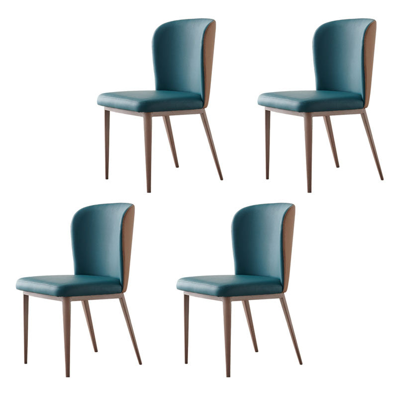 Contemporary Dining Side Chairs Wingback Side Chair with Stainless Steel Legs Blue 4 Piece Set Clearhalo 'Dining Chairs' 'Dining Tables & Seating' 'dining_chair' 'furn' 'furn_dining_chair' 'Furniture' 'furniture_dining_chair' 'Kitchen & Dining Furniture' 4819260