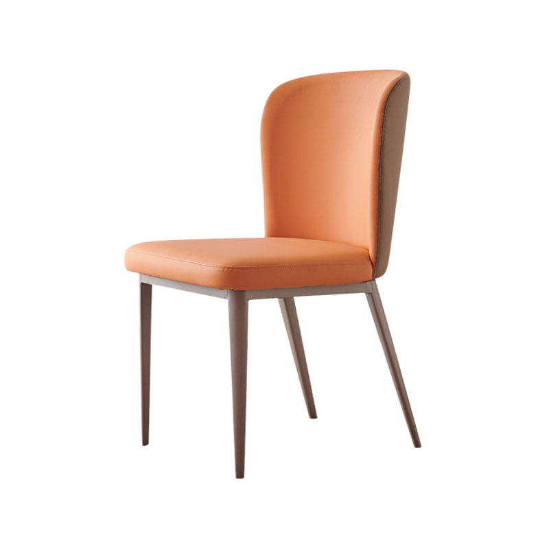 Contemporary Dining Side Chairs Wingback Side Chair with Stainless Steel Legs Orange 1 Piece Clearhalo 'Dining Chairs' 'Dining Tables & Seating' 'dining_chair' 'furn' 'furn_dining_chair' 'Furniture' 'furniture_dining_chair' 'Kitchen & Dining Furniture' 4819263