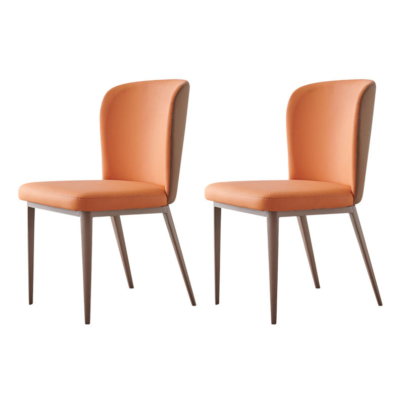Contemporary Dining Side Chairs Wingback Side Chair with Stainless Steel Legs Orange 2 Piece Set Clearhalo 'Dining Chairs' 'Dining Tables & Seating' 'dining_chair' 'furn' 'furn_dining_chair' 'Furniture' 'furniture_dining_chair' 'Kitchen & Dining Furniture' 4819265