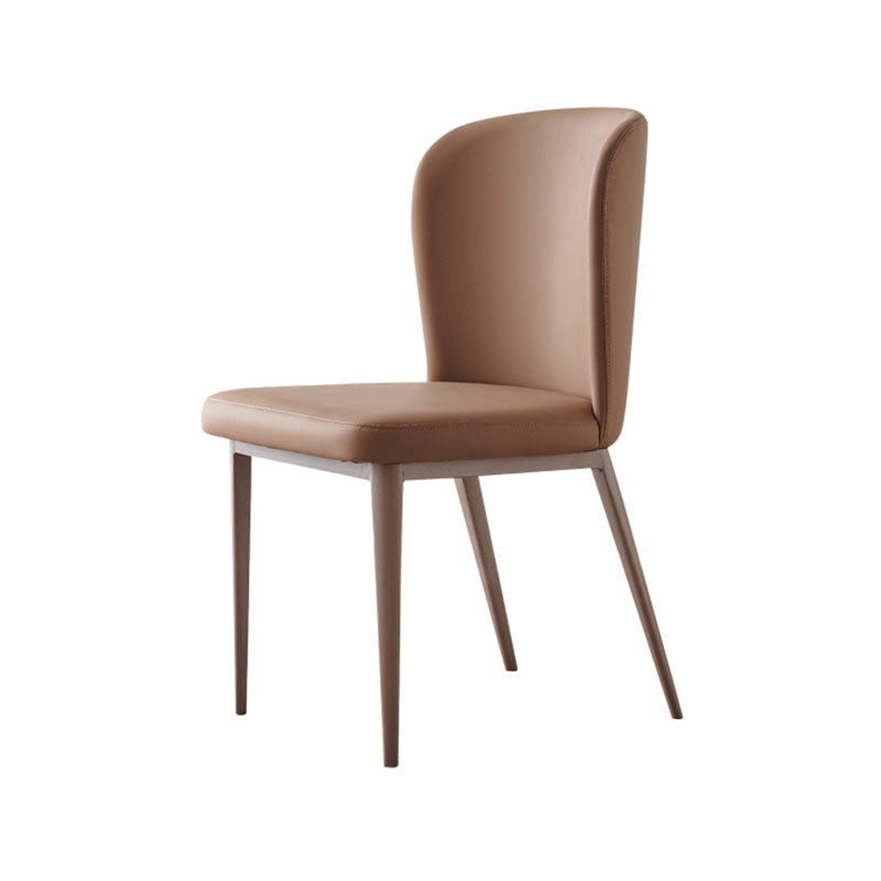 Contemporary Dining Side Chairs Wingback Side Chair with Stainless Steel Legs Khaki 1 Piece Clearhalo 'Dining Chairs' 'Dining Tables & Seating' 'dining_chair' 'furn' 'furn_dining_chair' 'Furniture' 'furniture_dining_chair' 'Kitchen & Dining Furniture' 4819269