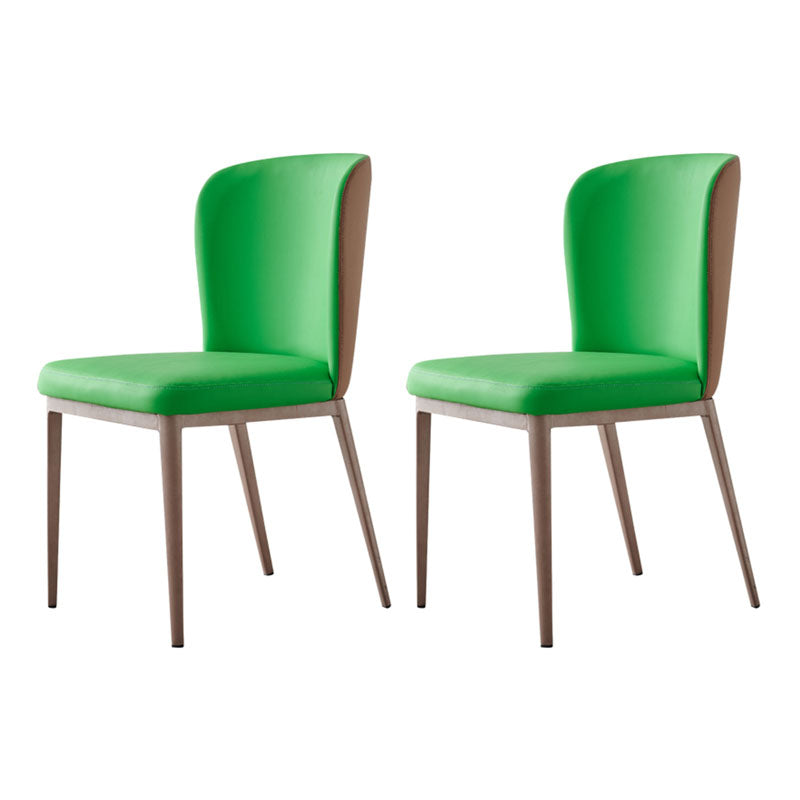 Contemporary Dining Side Chairs Wingback Side Chair with Stainless Steel Legs Turquoise 2 Piece Set Clearhalo 'Dining Chairs' 'Dining Tables & Seating' 'dining_chair' 'furn' 'furn_dining_chair' 'Furniture' 'furniture_dining_chair' 'Kitchen & Dining Furniture' 4819276