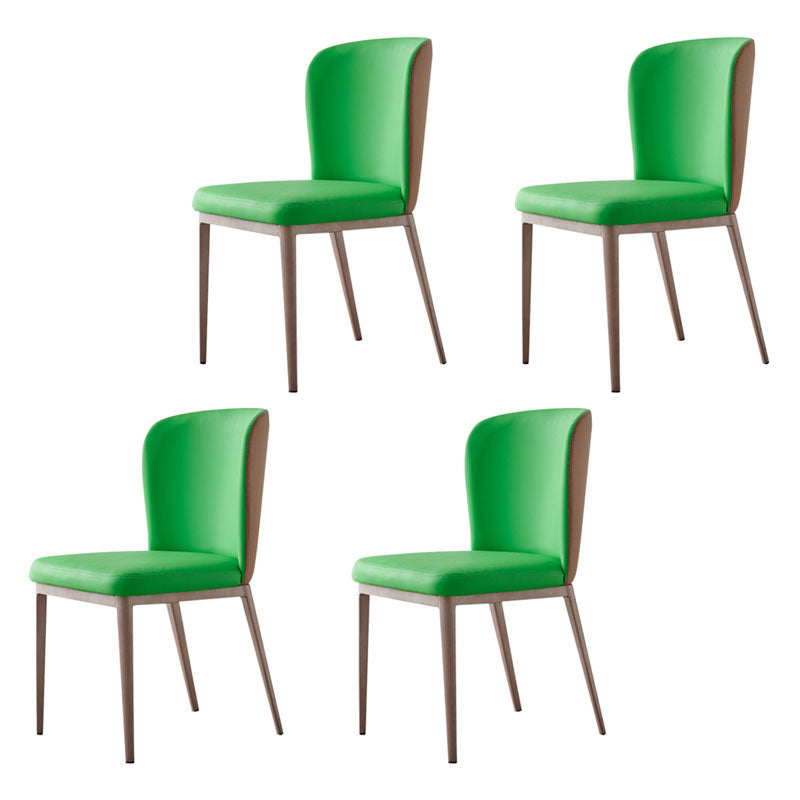 Contemporary Dining Side Chairs Wingback Side Chair with Stainless Steel Legs Turquoise 4 Piece Set Clearhalo 'Dining Chairs' 'Dining Tables & Seating' 'dining_chair' 'furn' 'furn_dining_chair' 'Furniture' 'furniture_dining_chair' 'Kitchen & Dining Furniture' 4819278