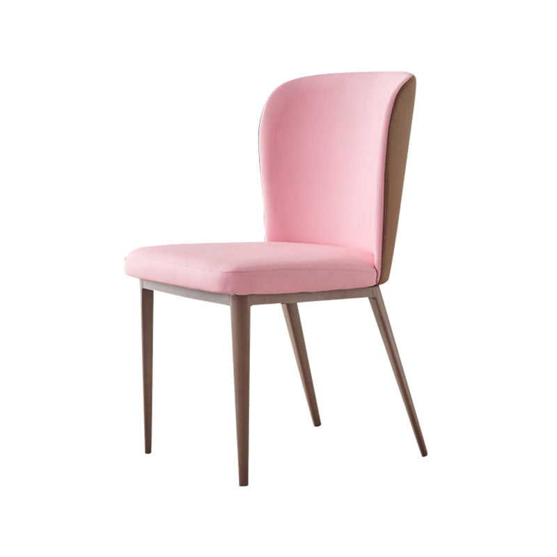 Contemporary Dining Side Chairs Wingback Side Chair with Stainless Steel Legs Pink 1 Piece Clearhalo 'Dining Chairs' 'Dining Tables & Seating' 'dining_chair' 'furn' 'furn_dining_chair' 'Furniture' 'furniture_dining_chair' 'Kitchen & Dining Furniture' 4819280