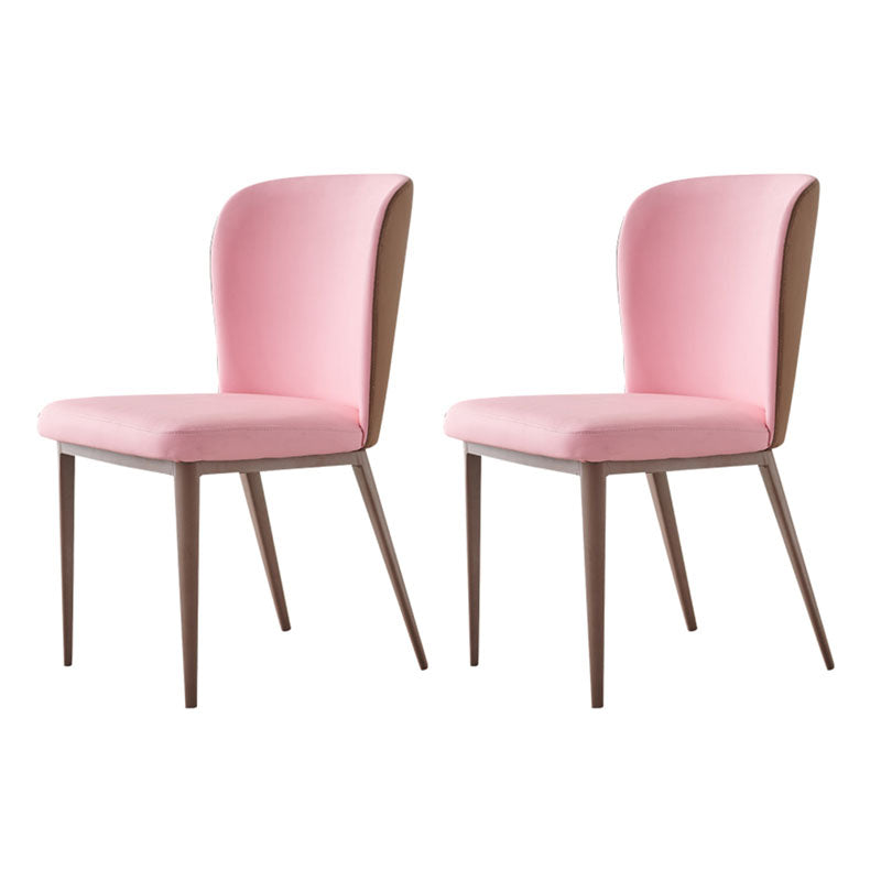 Contemporary Dining Side Chairs Wingback Side Chair with Stainless Steel Legs Pink 2 Piece Set Clearhalo 'Dining Chairs' 'Dining Tables & Seating' 'dining_chair' 'furn' 'furn_dining_chair' 'Furniture' 'furniture_dining_chair' 'Kitchen & Dining Furniture' 4819282