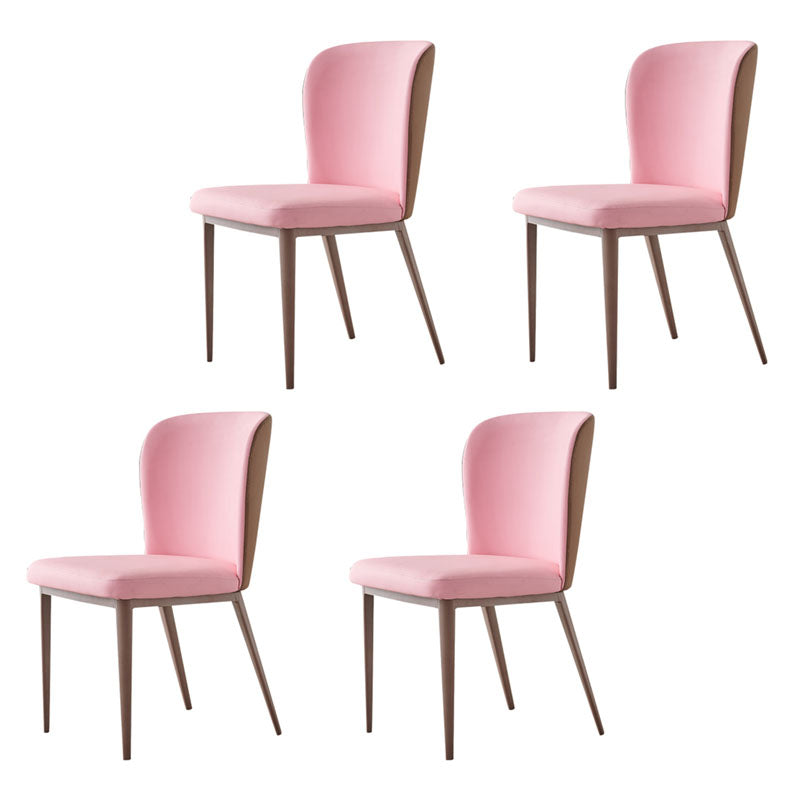 Contemporary Dining Side Chairs Wingback Side Chair with Stainless Steel Legs Pink 4 Piece Set Clearhalo 'Dining Chairs' 'Dining Tables & Seating' 'dining_chair' 'furn' 'furn_dining_chair' 'Furniture' 'furniture_dining_chair' 'Kitchen & Dining Furniture' 4819283