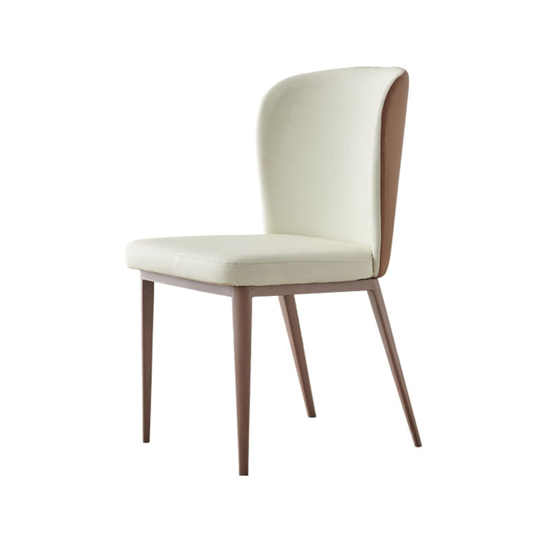 Contemporary Dining Side Chairs Wingback Side Chair with Stainless Steel Legs Off-White 1 Piece Clearhalo 'Dining Chairs' 'Dining Tables & Seating' 'dining_chair' 'furn' 'furn_dining_chair' 'Furniture' 'furniture_dining_chair' 'Kitchen & Dining Furniture' 4819284