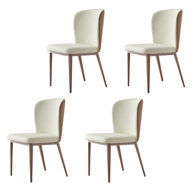 Contemporary Dining Side Chairs Wingback Side Chair with Stainless Steel Legs Off-White 4 Piece Set Clearhalo 'Dining Chairs' 'Dining Tables & Seating' 'dining_chair' 'furn' 'furn_dining_chair' 'Furniture' 'furniture_dining_chair' 'Kitchen & Dining Furniture' 4819286