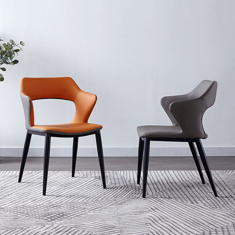 Modern Style Metal Arm Chair Open Back Dining Side Chair with Upholstered Clearhalo 'Dining Chairs' 'Dining Tables & Seating' 'dining_chair' 'furn' 'furn_dining_chair' 'Furniture' 'furniture_dining_chair' 'Kitchen & Dining Furniture' 4819288