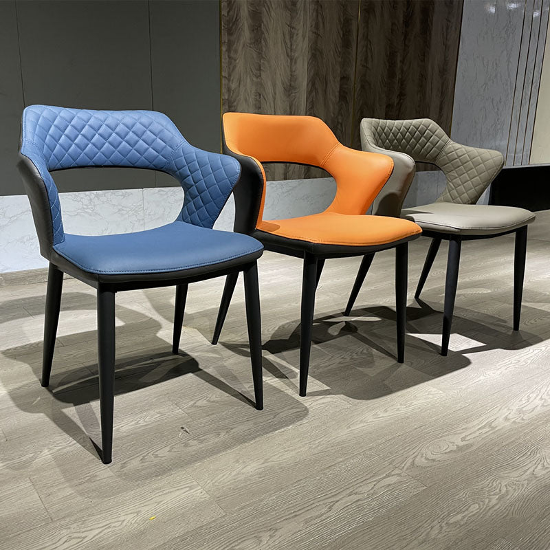 Modern Style Metal Arm Chair Open Back Dining Side Chair with Upholstered Clearhalo 'Dining Chairs' 'Dining Tables & Seating' 'dining_chair' 'furn' 'furn_dining_chair' 'Furniture' 'furniture_dining_chair' 'Kitchen & Dining Furniture' 4819291