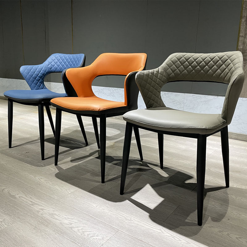 Modern Style Metal Arm Chair Open Back Dining Side Chair with Upholstered Clearhalo 'Dining Chairs' 'Dining Tables & Seating' 'dining_chair' 'furn' 'furn_dining_chair' 'Furniture' 'furniture_dining_chair' 'Kitchen & Dining Furniture' 4819292