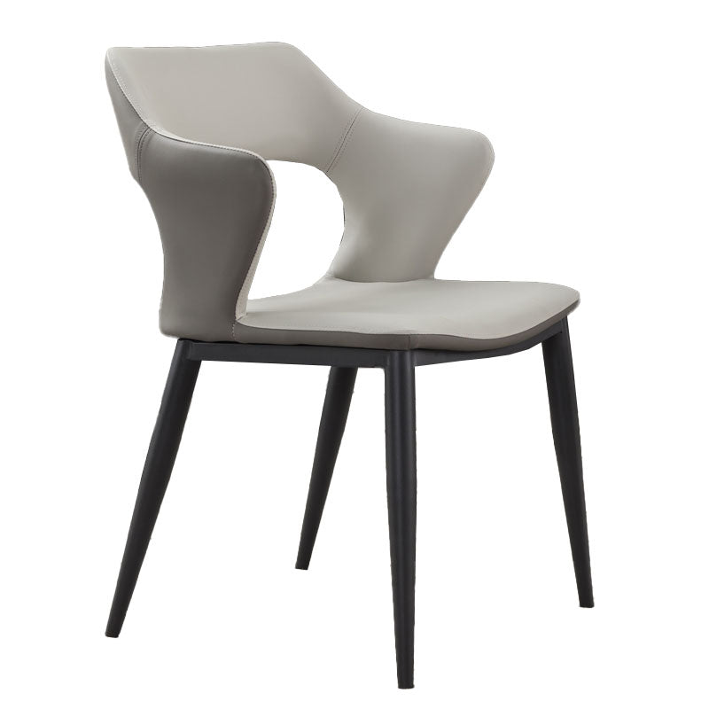 Modern Style Metal Arm Chair Open Back Dining Side Chair with Upholstered Cream Gray 1 Piece Clearhalo 'Dining Chairs' 'Dining Tables & Seating' 'dining_chair' 'furn' 'furn_dining_chair' 'Furniture' 'furniture_dining_chair' 'Kitchen & Dining Furniture' 4819301