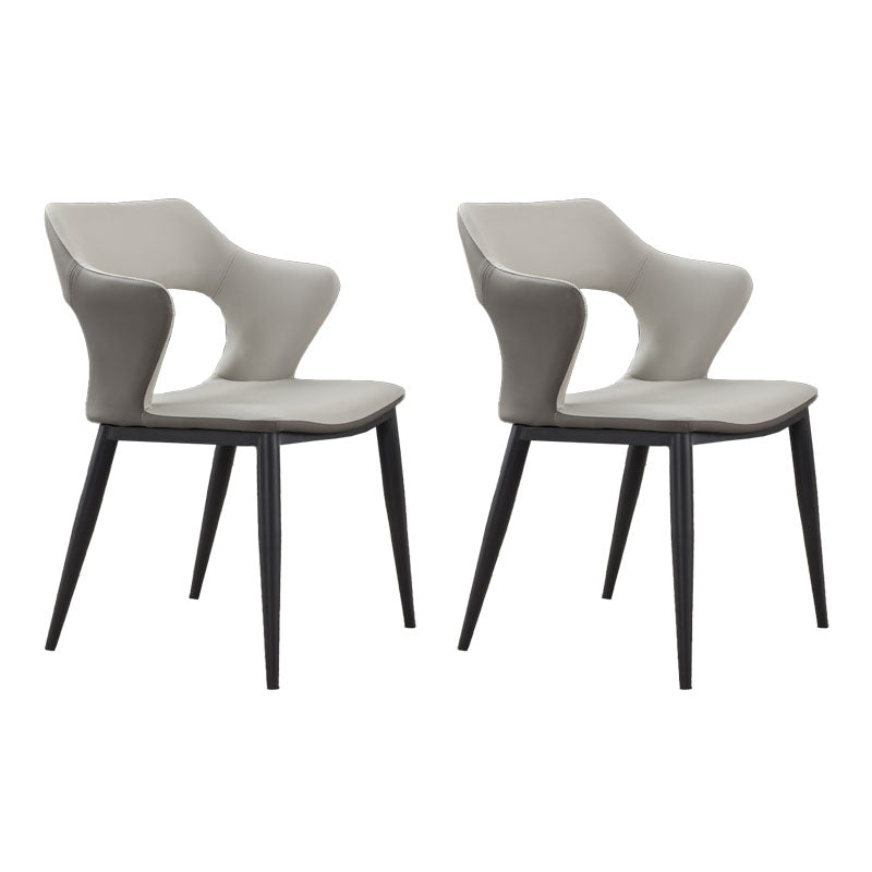 Modern Style Metal Arm Chair Open Back Dining Side Chair with Upholstered Cream Gray 2 Piece Set Clearhalo 'Dining Chairs' 'Dining Tables & Seating' 'dining_chair' 'furn' 'furn_dining_chair' 'Furniture' 'furniture_dining_chair' 'Kitchen & Dining Furniture' 4819303
