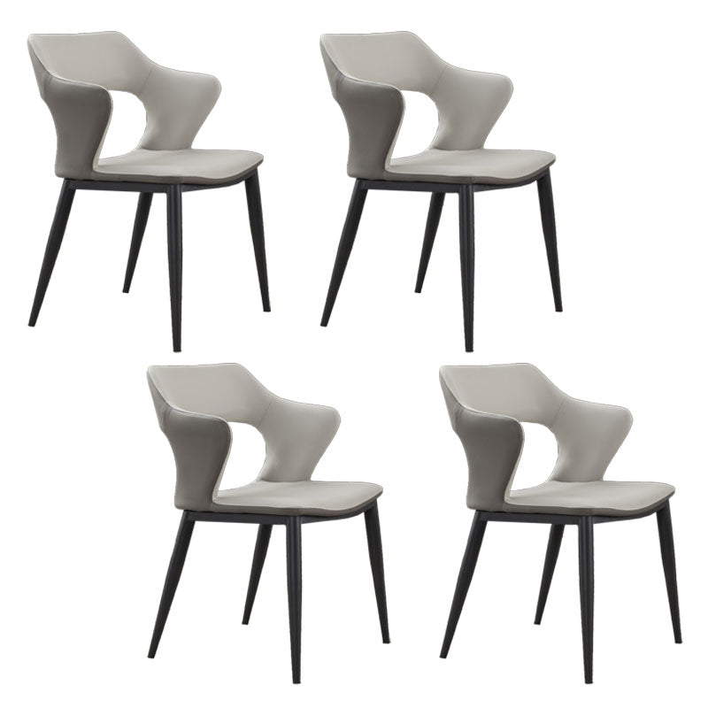 Modern Style Metal Arm Chair Open Back Dining Side Chair with Upholstered Cream Gray 4 Piece Set Clearhalo 'Dining Chairs' 'Dining Tables & Seating' 'dining_chair' 'furn' 'furn_dining_chair' 'Furniture' 'furniture_dining_chair' 'Kitchen & Dining Furniture' 4819304
