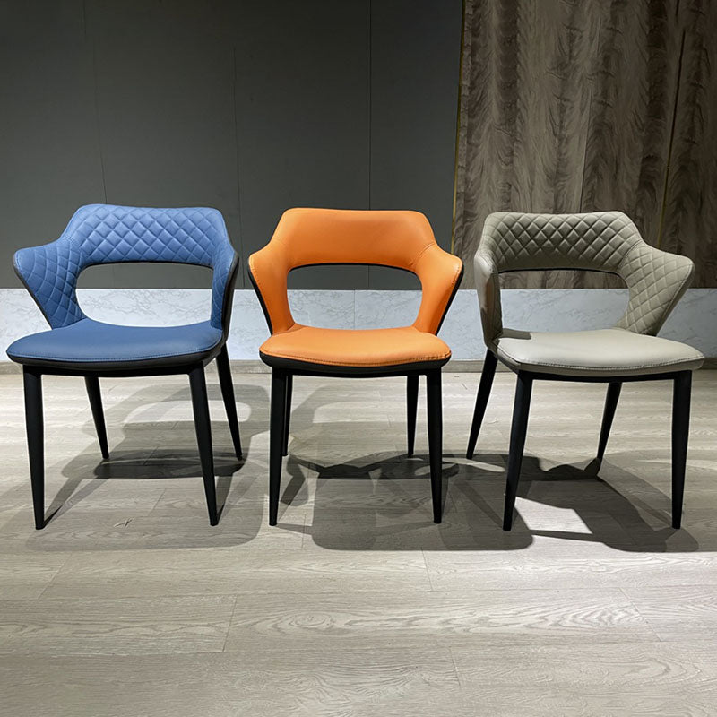 Modern Style Metal Arm Chair Open Back Dining Side Chair with Upholstered Clearhalo 'Dining Chairs' 'Dining Tables & Seating' 'dining_chair' 'furn' 'furn_dining_chair' 'Furniture' 'furniture_dining_chair' 'Kitchen & Dining Furniture' 4819305