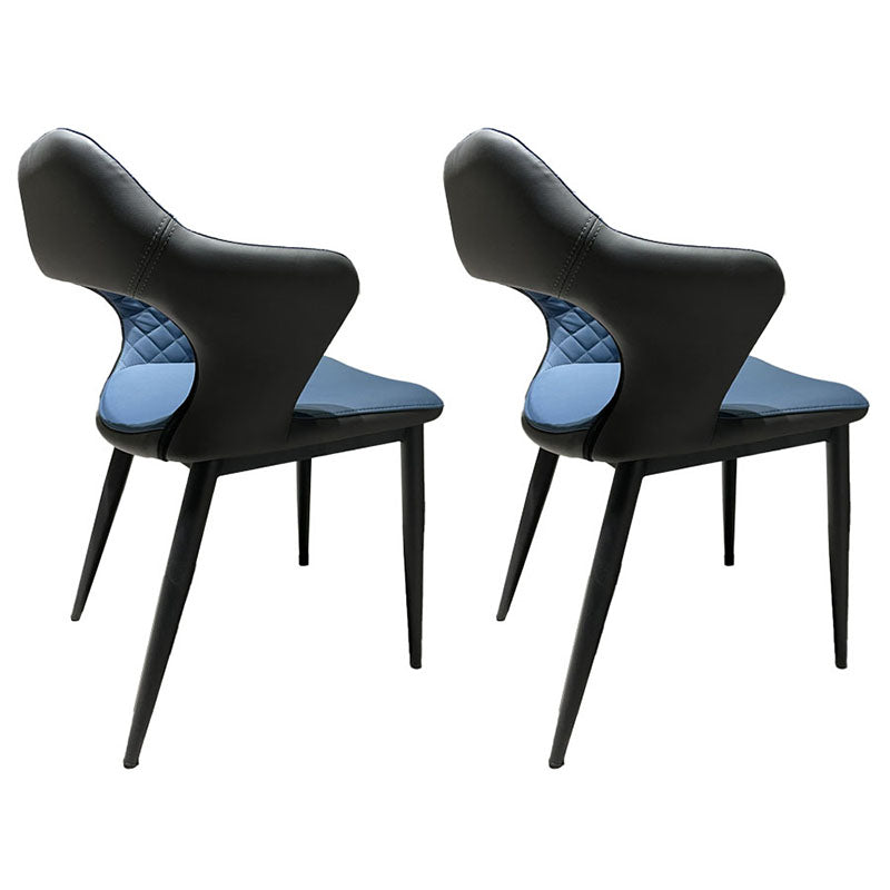 Modern Style Metal Arm Chair Open Back Dining Side Chair with Upholstered Blue 2 Piece Set Clearhalo 'Dining Chairs' 'Dining Tables & Seating' 'dining_chair' 'furn' 'furn_dining_chair' 'Furniture' 'furniture_dining_chair' 'Kitchen & Dining Furniture' 4819307