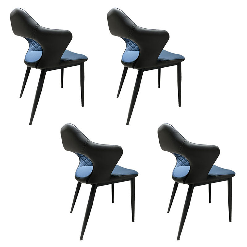 Modern Style Metal Arm Chair Open Back Dining Side Chair with Upholstered Blue 4 Piece Set Clearhalo 'Dining Chairs' 'Dining Tables & Seating' 'dining_chair' 'furn' 'furn_dining_chair' 'Furniture' 'furniture_dining_chair' 'Kitchen & Dining Furniture' 4819308