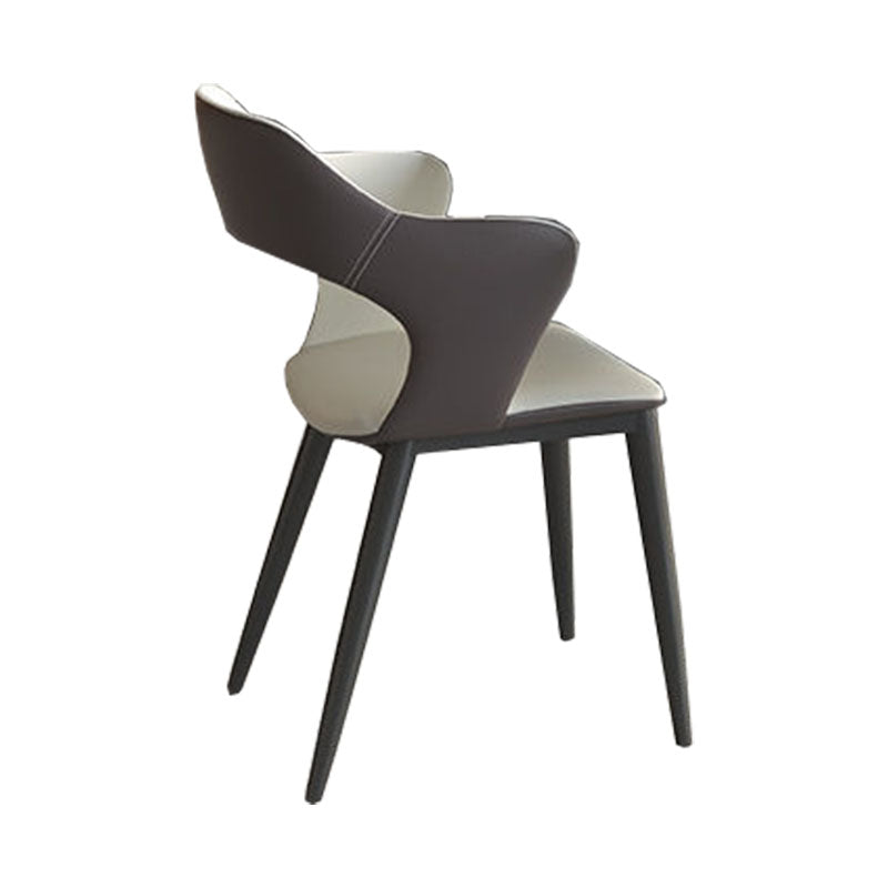 Modern Style Metal Arm Chair Open Back Dining Side Chair with Upholstered White 1 Piece Clearhalo 'Dining Chairs' 'Dining Tables & Seating' 'dining_chair' 'furn' 'furn_dining_chair' 'Furniture' 'furniture_dining_chair' 'Kitchen & Dining Furniture' 4819312