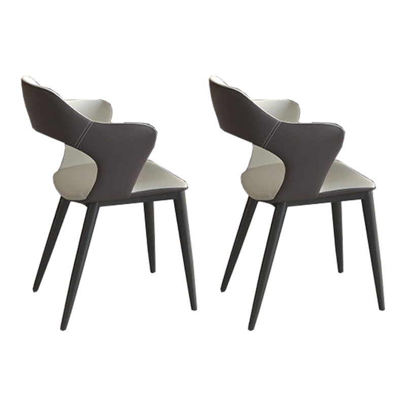 Modern Style Metal Arm Chair Open Back Dining Side Chair with Upholstered White 2 Piece Set Clearhalo 'Dining Chairs' 'Dining Tables & Seating' 'dining_chair' 'furn' 'furn_dining_chair' 'Furniture' 'furniture_dining_chair' 'Kitchen & Dining Furniture' 4819313