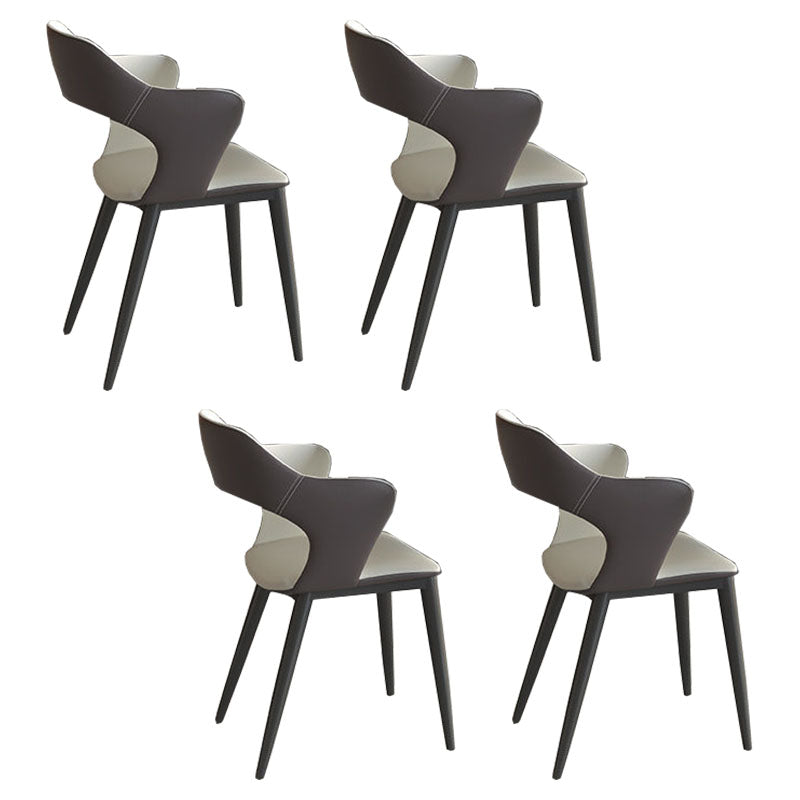 Modern Style Metal Arm Chair Open Back Dining Side Chair with Upholstered White 4 Piece Set Clearhalo 'Dining Chairs' 'Dining Tables & Seating' 'dining_chair' 'furn' 'furn_dining_chair' 'Furniture' 'furniture_dining_chair' 'Kitchen & Dining Furniture' 4819314