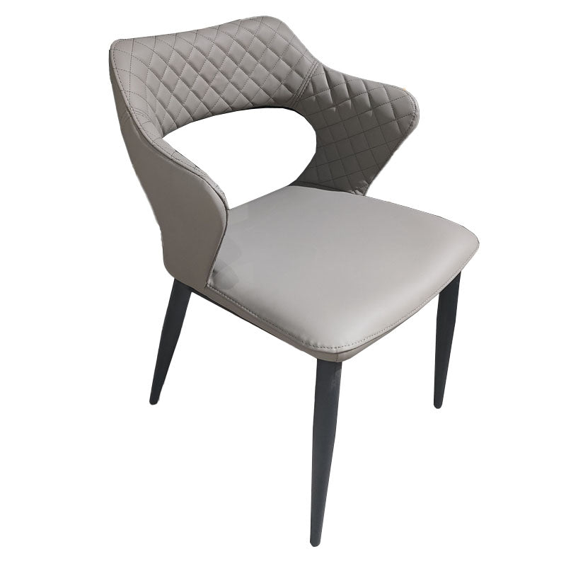 Modern Style Metal Arm Chair Open Back Dining Side Chair with Upholstered Light Gray 1 Piece Clearhalo 'Dining Chairs' 'Dining Tables & Seating' 'dining_chair' 'furn' 'furn_dining_chair' 'Furniture' 'furniture_dining_chair' 'Kitchen & Dining Furniture' 4819315
