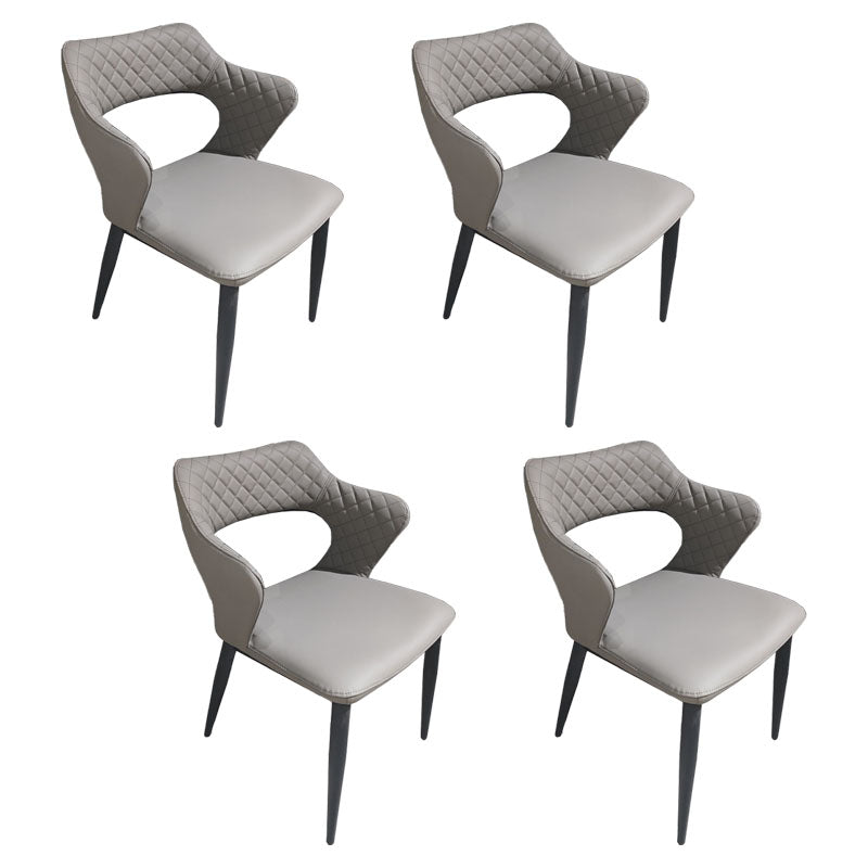 Modern Style Metal Arm Chair Open Back Dining Side Chair with Upholstered Light Gray 4 Piece Set Clearhalo 'Dining Chairs' 'Dining Tables & Seating' 'dining_chair' 'furn' 'furn_dining_chair' 'Furniture' 'furniture_dining_chair' 'Kitchen & Dining Furniture' 4819317