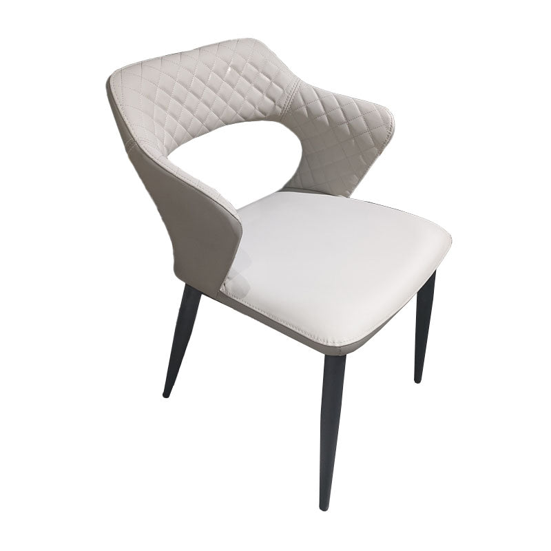 Modern Style Metal Arm Chair Open Back Dining Side Chair with Upholstered Grey 1 Piece Clearhalo 'Dining Chairs' 'Dining Tables & Seating' 'dining_chair' 'furn' 'furn_dining_chair' 'Furniture' 'furniture_dining_chair' 'Kitchen & Dining Furniture' 4819321