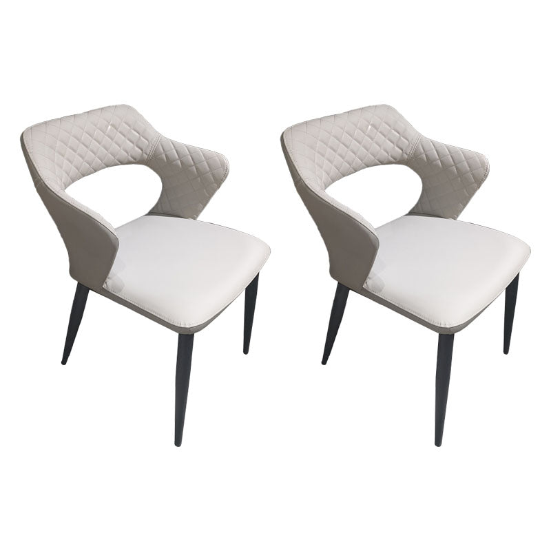 Modern Style Metal Arm Chair Open Back Dining Side Chair with Upholstered Grey 2 Piece Set Clearhalo 'Dining Chairs' 'Dining Tables & Seating' 'dining_chair' 'furn' 'furn_dining_chair' 'Furniture' 'furniture_dining_chair' 'Kitchen & Dining Furniture' 4819322