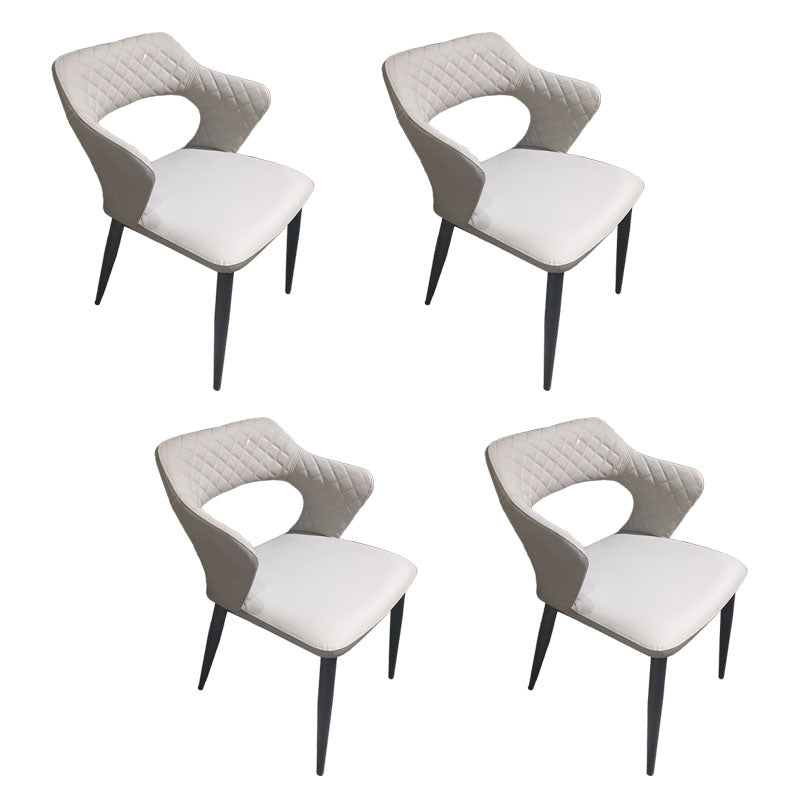 Modern Style Metal Arm Chair Open Back Dining Side Chair with Upholstered Grey 4 Piece Set Clearhalo 'Dining Chairs' 'Dining Tables & Seating' 'dining_chair' 'furn' 'furn_dining_chair' 'Furniture' 'furniture_dining_chair' 'Kitchen & Dining Furniture' 4819323