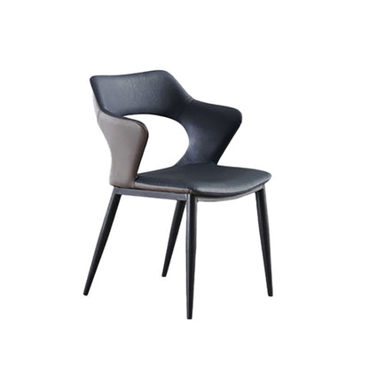 Modern Style Metal Arm Chair Open Back Dining Side Chair with Upholstered Navy Blue 1 Piece Clearhalo 'Dining Chairs' 'Dining Tables & Seating' 'dining_chair' 'furn' 'furn_dining_chair' 'Furniture' 'furniture_dining_chair' 'Kitchen & Dining Furniture' 4819324