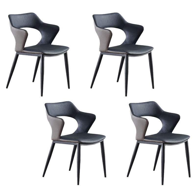 Modern Style Metal Arm Chair Open Back Dining Side Chair with Upholstered Navy Blue 4 Piece Set Clearhalo 'Dining Chairs' 'Dining Tables & Seating' 'dining_chair' 'furn' 'furn_dining_chair' 'Furniture' 'furniture_dining_chair' 'Kitchen & Dining Furniture' 4819326