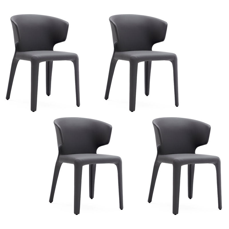 Glam Armless Dining Chairs Wingback Side Chair with Stainless Steel Legs Grey 4 Piece Set Clearhalo 'Dining Chairs' 'Dining Tables & Seating' 'dining_chair' 'furn' 'furn_dining_chair' 'Furniture' 'furniture_dining_chair' 'Kitchen & Dining Furniture' 4819332