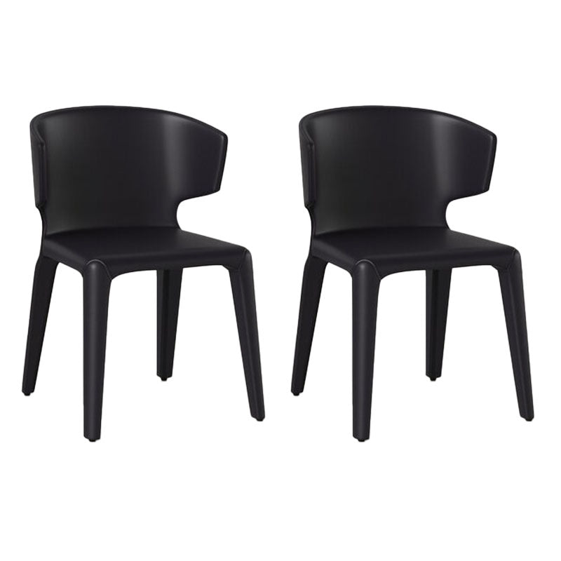 Glam Armless Dining Chairs Wingback Side Chair with Stainless Steel Legs Black 2 Piece Set Clearhalo 'Dining Chairs' 'Dining Tables & Seating' 'dining_chair' 'furn' 'furn_dining_chair' 'Furniture' 'furniture_dining_chair' 'Kitchen & Dining Furniture' 4819337