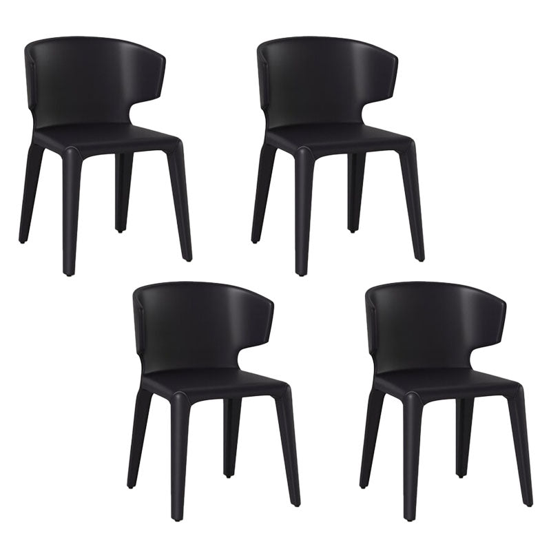 Glam Armless Dining Chairs Wingback Side Chair with Stainless Steel Legs Black 4 Piece Set Clearhalo 'Dining Chairs' 'Dining Tables & Seating' 'dining_chair' 'furn' 'furn_dining_chair' 'Furniture' 'furniture_dining_chair' 'Kitchen & Dining Furniture' 4819339