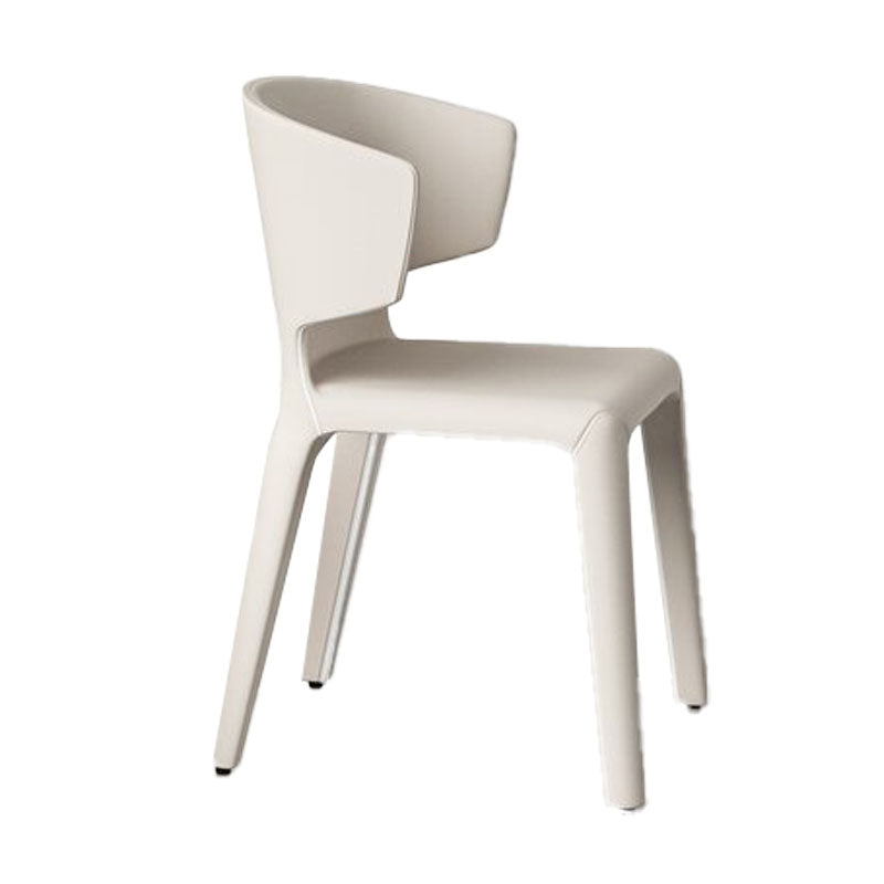 Glam Armless Dining Chairs Wingback Side Chair with Stainless Steel Legs Off-White 1 Piece Clearhalo 'Dining Chairs' 'Dining Tables & Seating' 'dining_chair' 'furn' 'furn_dining_chair' 'Furniture' 'furniture_dining_chair' 'Kitchen & Dining Furniture' 4819341