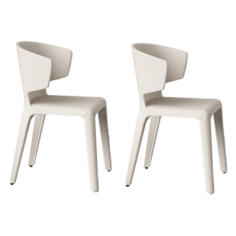 Glam Armless Dining Chairs Wingback Side Chair with Stainless Steel Legs Off-White 2 Piece Set Clearhalo 'Dining Chairs' 'Dining Tables & Seating' 'dining_chair' 'furn' 'furn_dining_chair' 'Furniture' 'furniture_dining_chair' 'Kitchen & Dining Furniture' 4819342