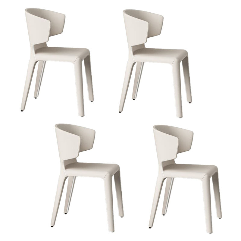 Glam Armless Dining Chairs Wingback Side Chair with Stainless Steel Legs Off-White 4 Piece Set Clearhalo 'Dining Chairs' 'Dining Tables & Seating' 'dining_chair' 'furn' 'furn_dining_chair' 'Furniture' 'furniture_dining_chair' 'Kitchen & Dining Furniture' 4819345