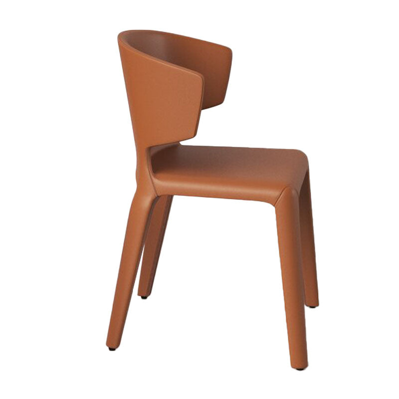 Glam Armless Dining Chairs Wingback Side Chair with Stainless Steel Legs Brown 1 Piece Clearhalo 'Dining Chairs' 'Dining Tables & Seating' 'dining_chair' 'furn' 'furn_dining_chair' 'Furniture' 'furniture_dining_chair' 'Kitchen & Dining Furniture' 4819346