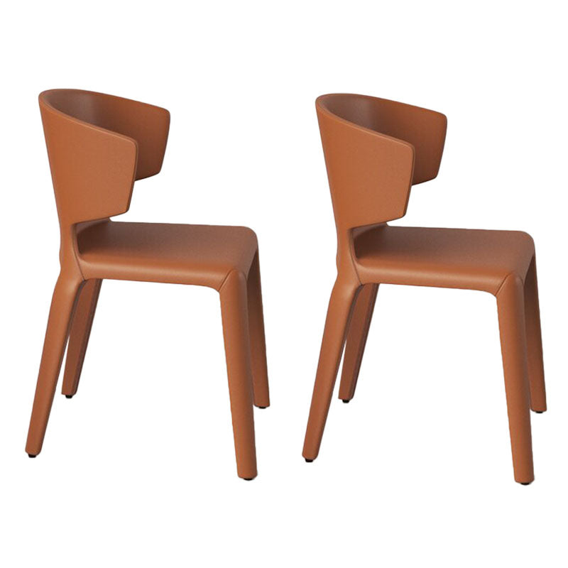Glam Armless Dining Chairs Wingback Side Chair with Stainless Steel Legs Brown 2 Piece Set Clearhalo 'Dining Chairs' 'Dining Tables & Seating' 'dining_chair' 'furn' 'furn_dining_chair' 'Furniture' 'furniture_dining_chair' 'Kitchen & Dining Furniture' 4819348