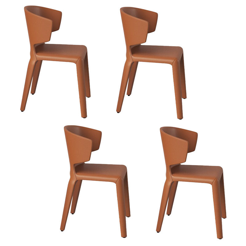 Glam Armless Dining Chairs Wingback Side Chair with Stainless Steel Legs Brown 4 Piece Set Clearhalo 'Dining Chairs' 'Dining Tables & Seating' 'dining_chair' 'furn' 'furn_dining_chair' 'Furniture' 'furniture_dining_chair' 'Kitchen & Dining Furniture' 4819350