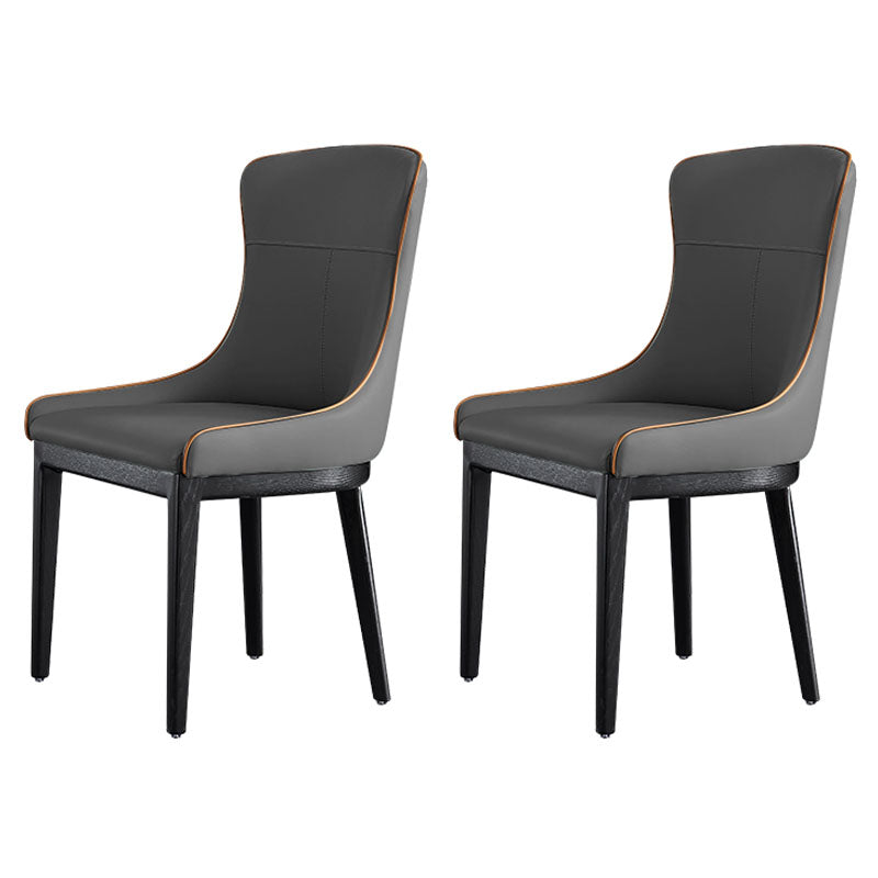 Modern Style Wood Parsons Chair Upholstered Dining Side Chair with Dark Gray 2 Piece Set Clearhalo 'Dining Chairs' 'Dining Tables & Seating' 'dining_chair' 'furn' 'furn_dining_chair' 'Furniture' 'furniture_dining_chair' 'Kitchen & Dining Furniture' 4819353