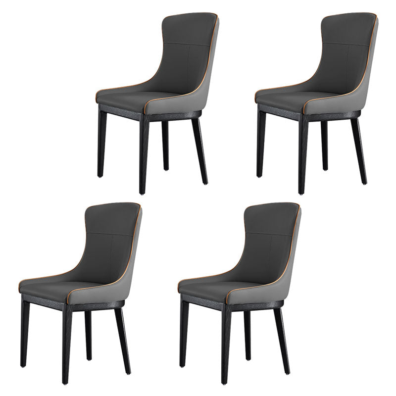 Modern Style Wood Parsons Chair Upholstered Dining Side Chair with Dark Gray 4 Piece Set Clearhalo 'Dining Chairs' 'Dining Tables & Seating' 'dining_chair' 'furn' 'furn_dining_chair' 'Furniture' 'furniture_dining_chair' 'Kitchen & Dining Furniture' 4819354