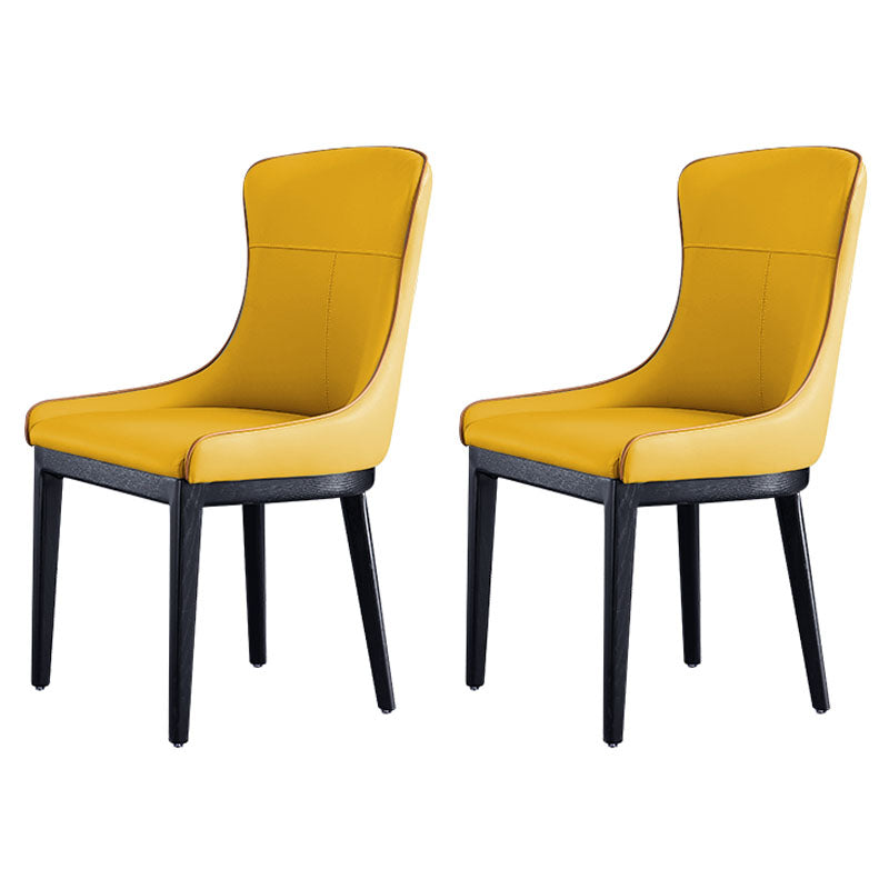 Modern Style Wood Parsons Chair Upholstered Dining Side Chair with Yellow 2 Piece Set Clearhalo 'Dining Chairs' 'Dining Tables & Seating' 'dining_chair' 'furn' 'furn_dining_chair' 'Furniture' 'furniture_dining_chair' 'Kitchen & Dining Furniture' 4819360