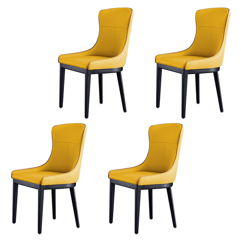 Modern Style Wood Parsons Chair Upholstered Dining Side Chair with Yellow 4 Piece Set Clearhalo 'Dining Chairs' 'Dining Tables & Seating' 'dining_chair' 'furn' 'furn_dining_chair' 'Furniture' 'furniture_dining_chair' 'Kitchen & Dining Furniture' 4819363