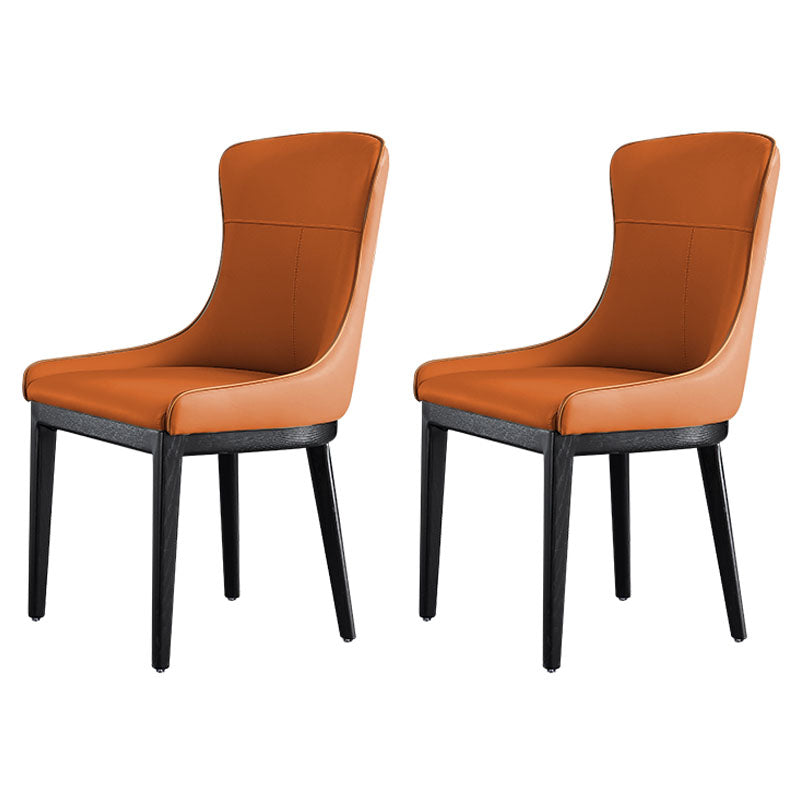 Modern Style Wood Parsons Chair Upholstered Dining Side Chair with Orange 2 Piece Set Clearhalo 'Dining Chairs' 'Dining Tables & Seating' 'dining_chair' 'furn' 'furn_dining_chair' 'Furniture' 'furniture_dining_chair' 'Kitchen & Dining Furniture' 4819365