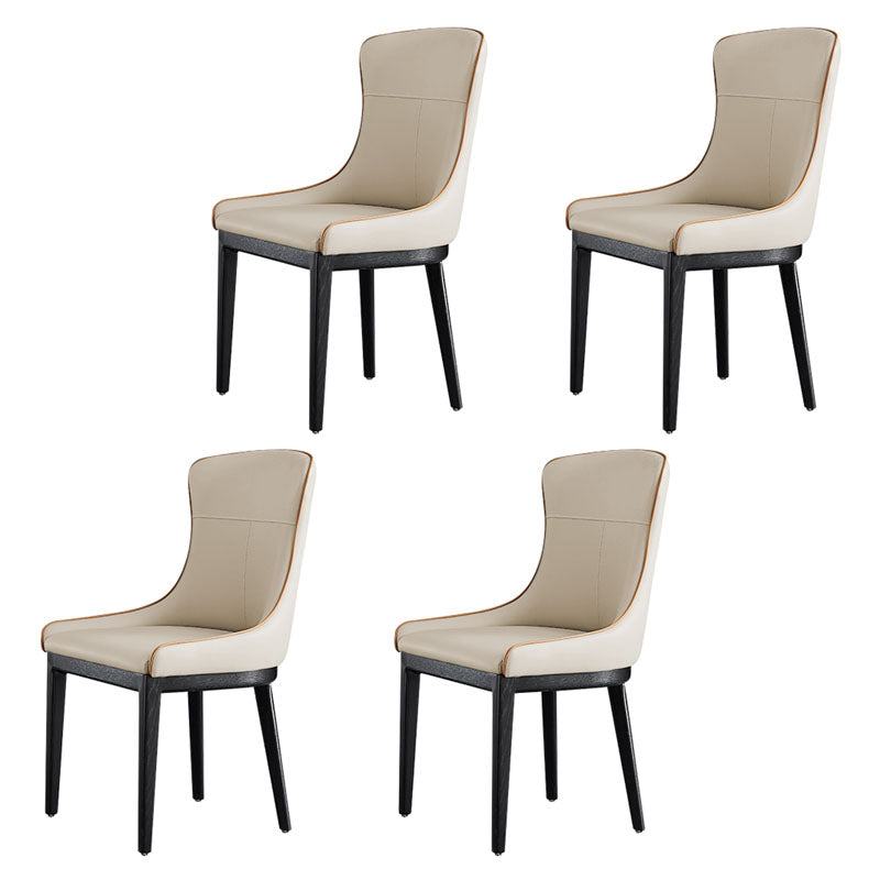 Modern Style Wood Parsons Chair Upholstered Dining Side Chair with Apricot 4 Piece Set Clearhalo 'Dining Chairs' 'Dining Tables & Seating' 'dining_chair' 'furn' 'furn_dining_chair' 'Furniture' 'furniture_dining_chair' 'Kitchen & Dining Furniture' 4819380
